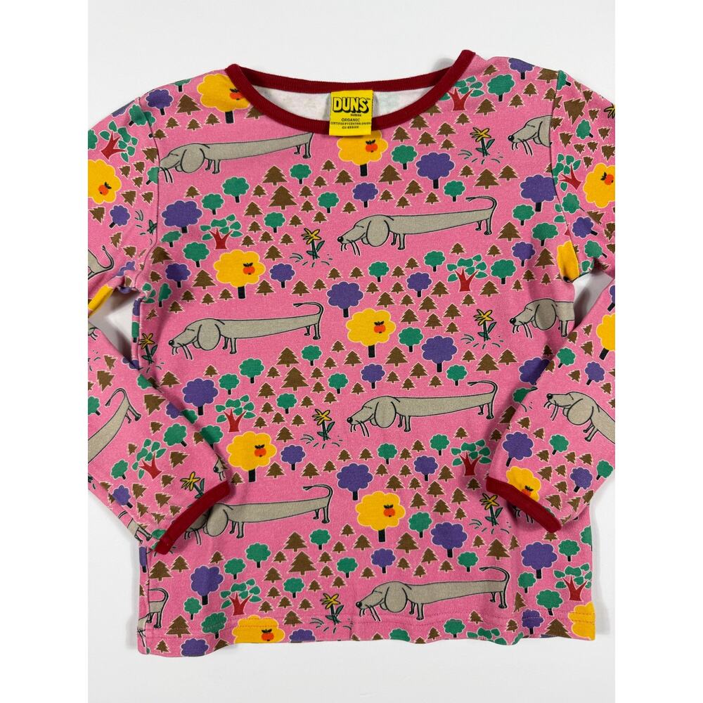 DUNS Sweden Organic Cotton Dog Forest Floral Shirt Pink 6-7 Years - Picture 2 of 6